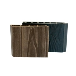 Pardoseală exterioară 3D WPC trafic comercial 14 x 2,1 x 240 cm Periat o față, Maro închis-5