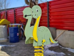 Balansoar copii pe arcuri, figurină Dinozaur, fixare în beton-2