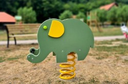 Balansoar copii pe arcuri, figurină Elefant, fixare în beton-2