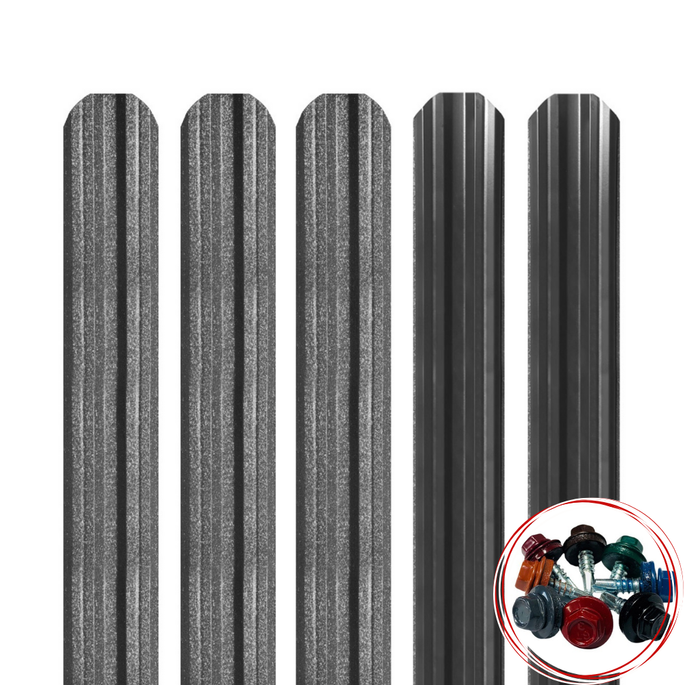 Șipcă metalică gard Lucius 0,5 mm x 11,5 cm Gri supermat (RAL 7024) + CADOU Șuruburi