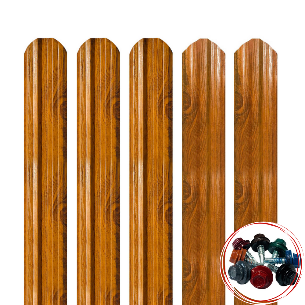 Șipcă metalică gard Lucius 0,5 mm x 11,5 cm Stejar multi-gloss + CADOU Șuruburi