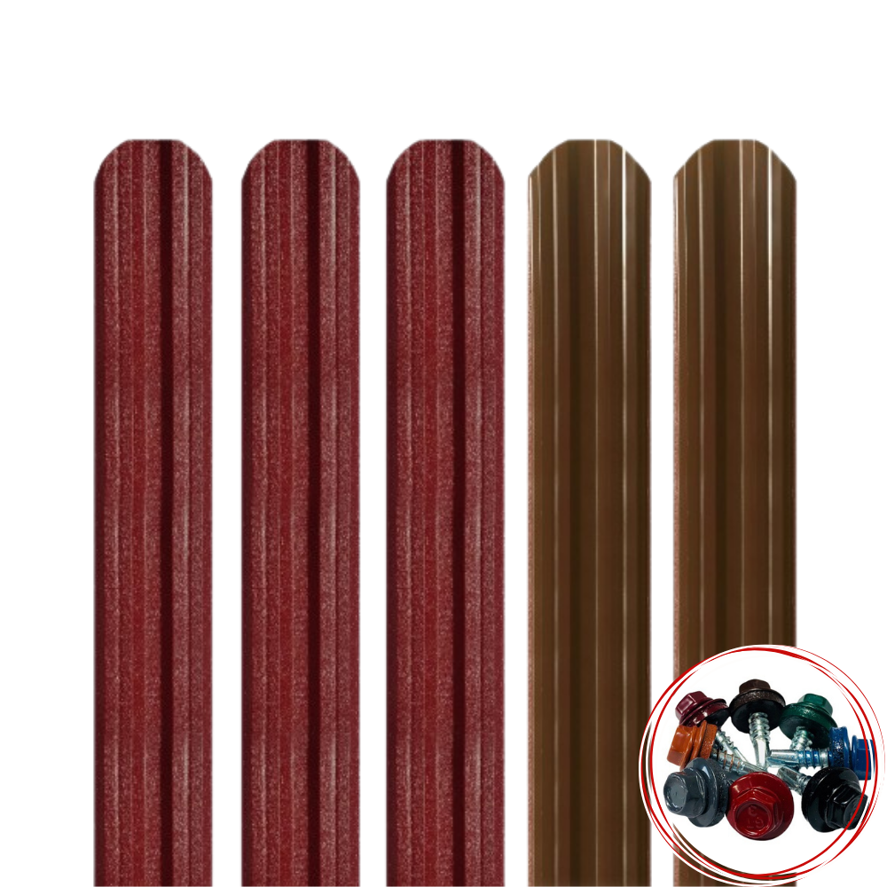 Șipcă metalică gard Lucius 0,5 mm x 11,5 cm Vișiniu supermat (RAL 3005) + CADOU Șuruburi