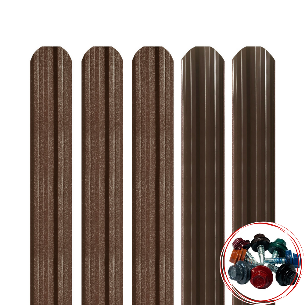 Șipcă metalică gard Lucius 0,5 mm x 11,5 cm Maro supermat (RAL 8019) + CADOU Șuruburi