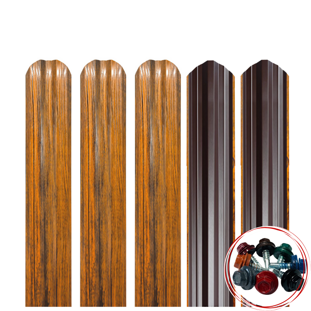 Șipcă metalică gard Lucius 0,4 mm x 11,5 cm Stejar multi-gloss + CADOU Șuruburi