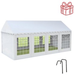 Cort grădină alb premium cu protecție UV Delta  3 x 8 m 8 m 3 m 2,9 m Alb Oțel Party 10 - 20 Da Da