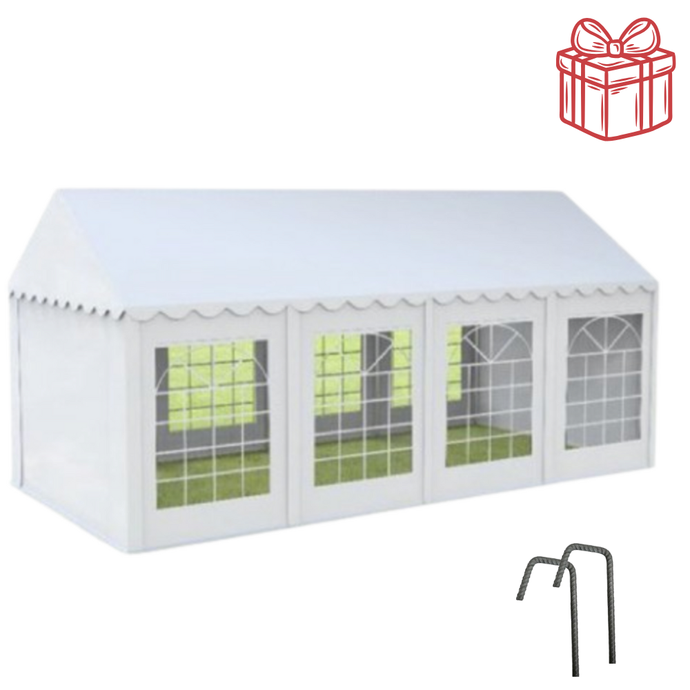 Cort evenimente 4x8 m Delta profesional cu structură metalică 38 mm, prelată UV 500 g / mp