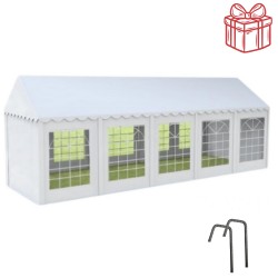 Cort grădină alb premium cu protecție UV Delta  4 x 10 m 10 m 4 m 3,1 m Alb Oțel Party 30 - 40 Da Da