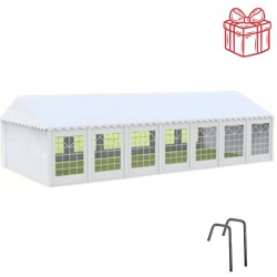Cort grădină alb premium cu protecție UV Delta  6 x 12 m 12 m 6 m 3 m Alb Oțel Party Peste 50 Da Da