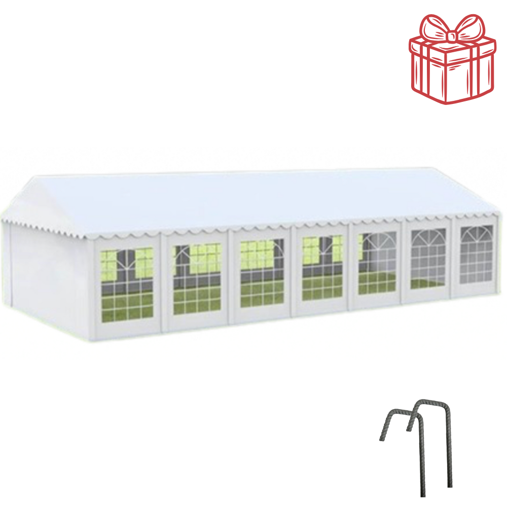 Cort evenimente 6x12 m Delta profesional cu structură metalică 38 mm, prelată UV 500 g / mp