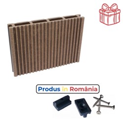 Pardoseală exterioară WPC pentru uz casnic 14 x 2,1 x 240 cm, Periat o față, Maro închis-1