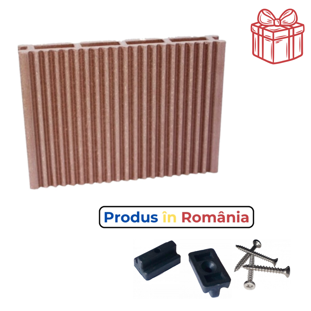 Pardoseală exterioară WPC pentru uz casnic 14,5 x 2,1 x 240 cm Maro roșcat