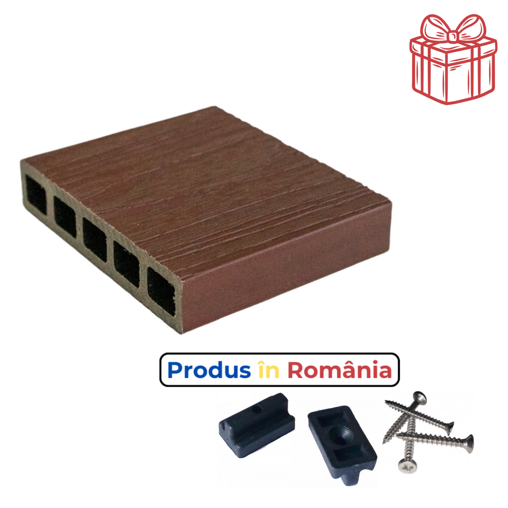 Dușumea exterioră WPC Elite 14 x 2,3 x 240 cm Mat ambele fețe, Caramel