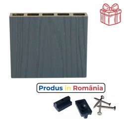Pardoseală exterioară WPC Elite trafic greu 14 x 2,3 x 240 cm Mat ambele fețe, Gri antracit-1