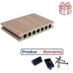 Dușumea exterioră WPC Elite 14 x 2,3 x 240 cm Mat ambele fețe, Cappuccino-1