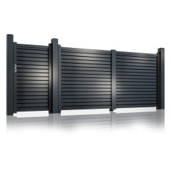 Set porți metalice din aluminiu Deluxe Line Poartă mare 4000 x 1800 mm, Poartă mică 900 x 1800 mm, Gri antracit RAL 7016-1