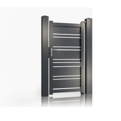 Set porți metalice din aluminiu Neptun Line, Poarta mare 3500 x 1800 mm, Poarta mică 900 x 1800 mm, Gri antracit RAL 7016-2