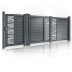 Set porți metalice din aluminiu Omar, Poarta mare 4000 x 1800 mm, Poartă mică 900 x 1800 mm, Gri antracit RAL 7016