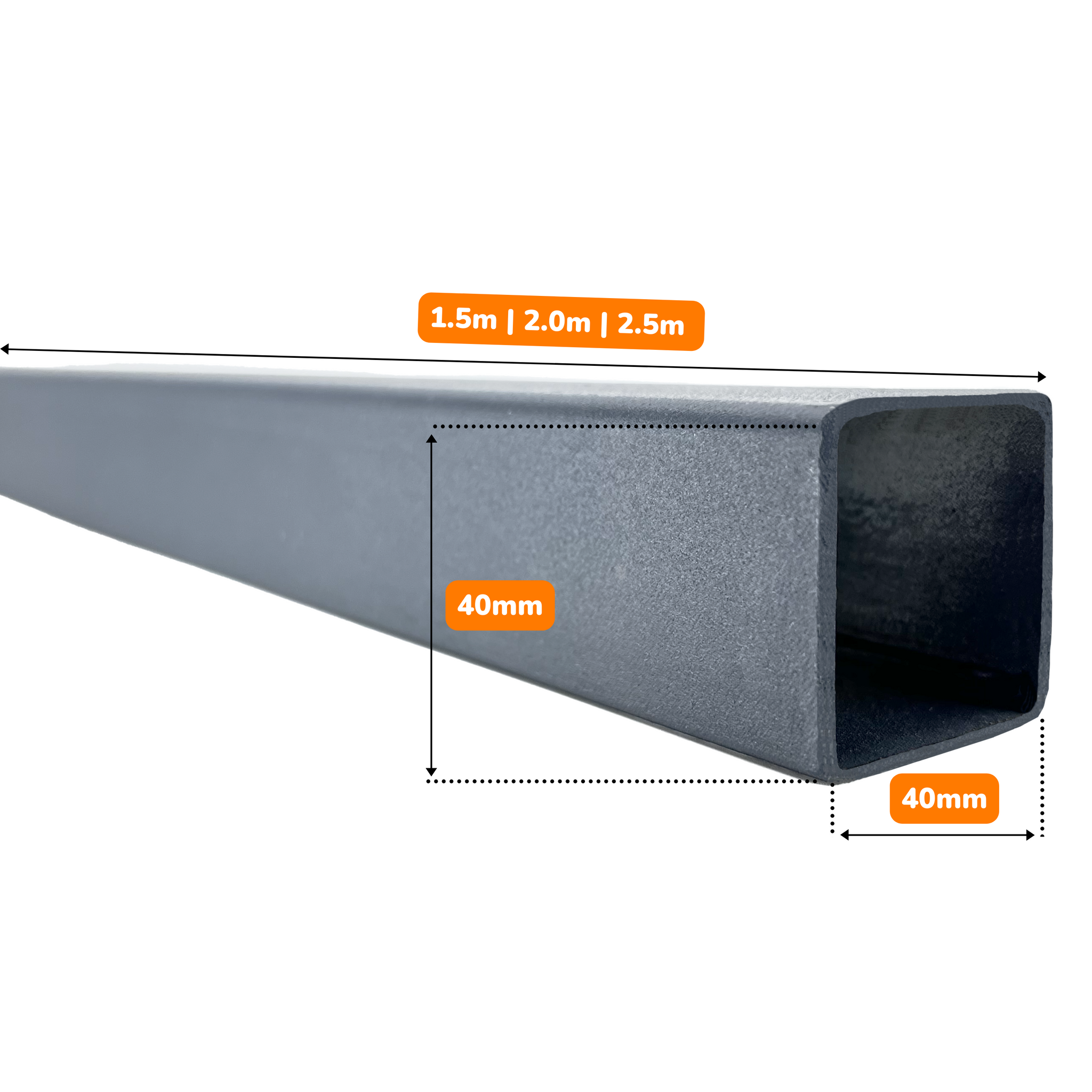 Stâlpi / Piloni metalici pentru gard din șipcă metalică Lucius 40x40 mm x 2,5 m Gri Grafit (RAL 7016)