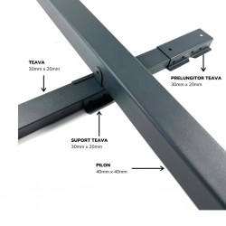 Stâlpi / Piloni metalici pentru gard din șipcă metalică Lucius 40x40 mm x 2,5 m Gri Grafit (RAL 7016)-2