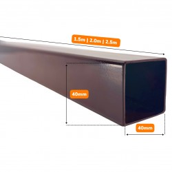 Stâlpi / Piloni metalici pentru gard din șipcă metalică Lucius 40x40 mm x 1,5 m Maro (RAL 8017)-1