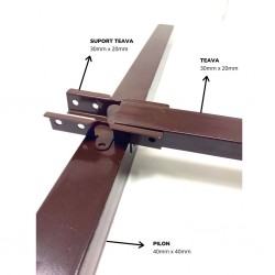 Stâlpi / Piloni metalici pentru gard din șipcă metalică Lucius 40x40 mm x 1,5 m Maro (RAL 8017)-2