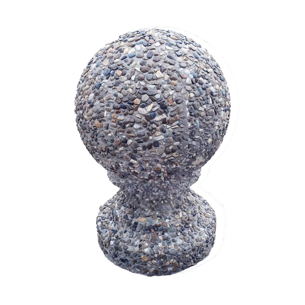 Bolard din beton cu aspect de piatră naturală Lapis, sferic, cu picior, 18 cm