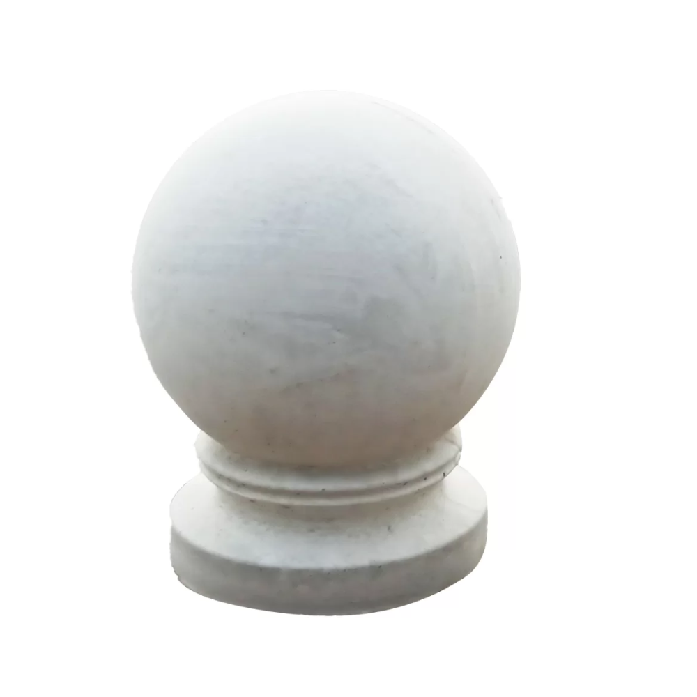 Bolard din beton alb neted Lapis, sferic, cu picor, 35 cm