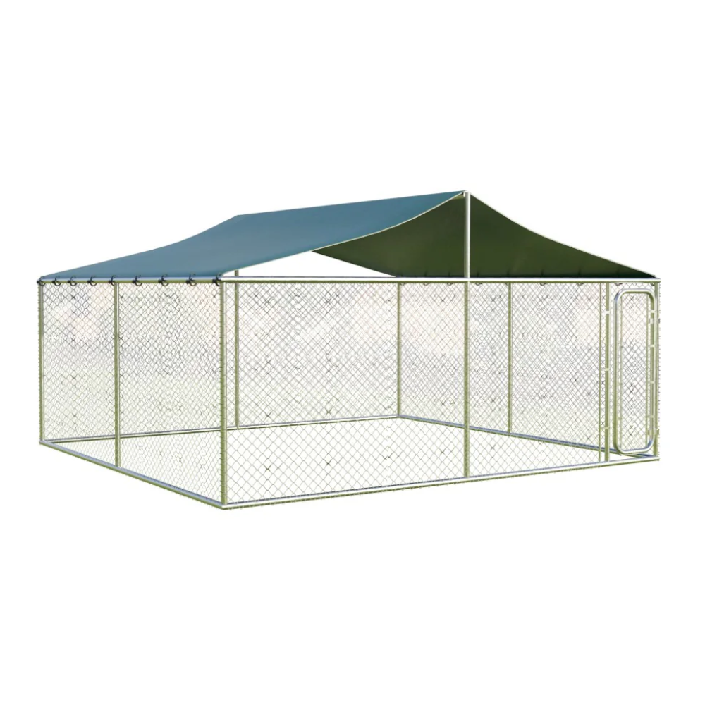 Țarc câini Pedro 3x3x1,2 m, oțel galvanizat, acoperit complet