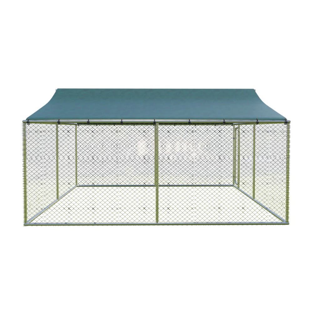 Țarc câini Pedro 3x3x1,8 m, oțel galvanizat, acoperit complet