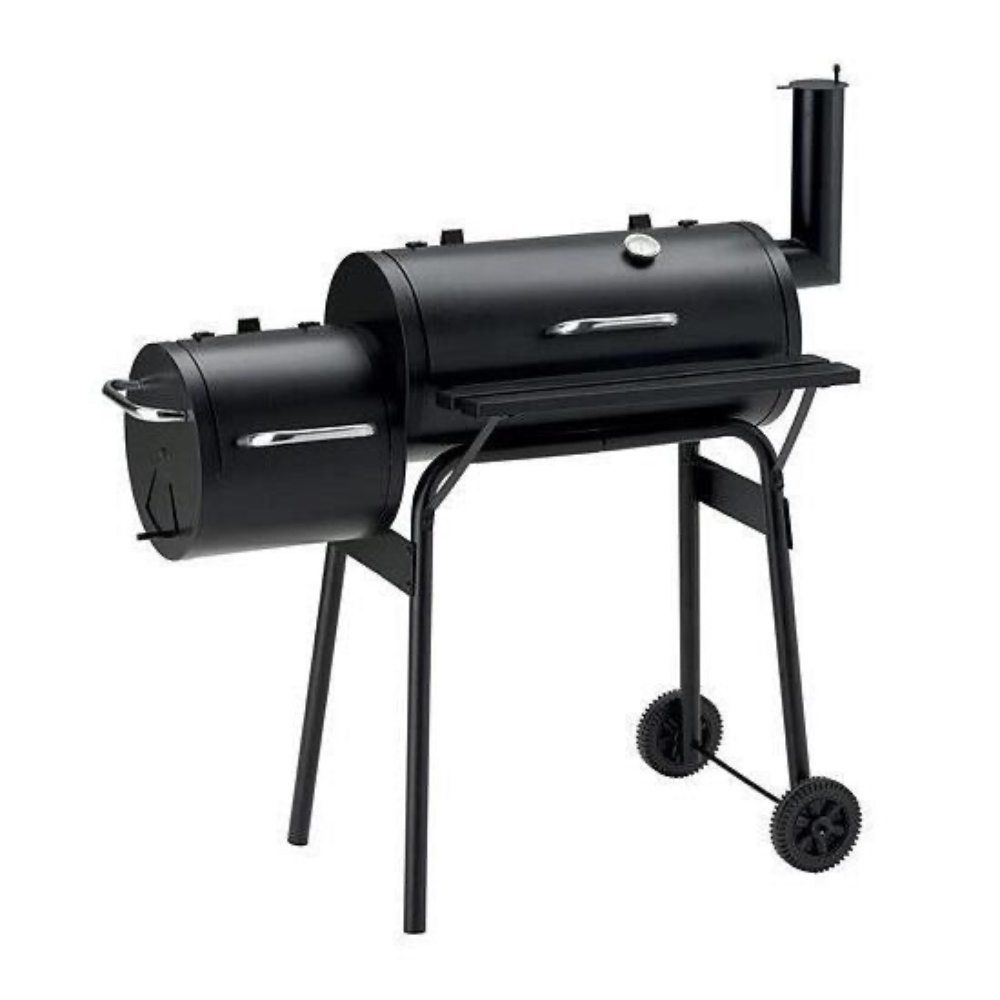 Grătar de grădină Flamic, grill dreptunghiular, metal, 112x63x117 cm, pe lemne/cărbuni, mobil
