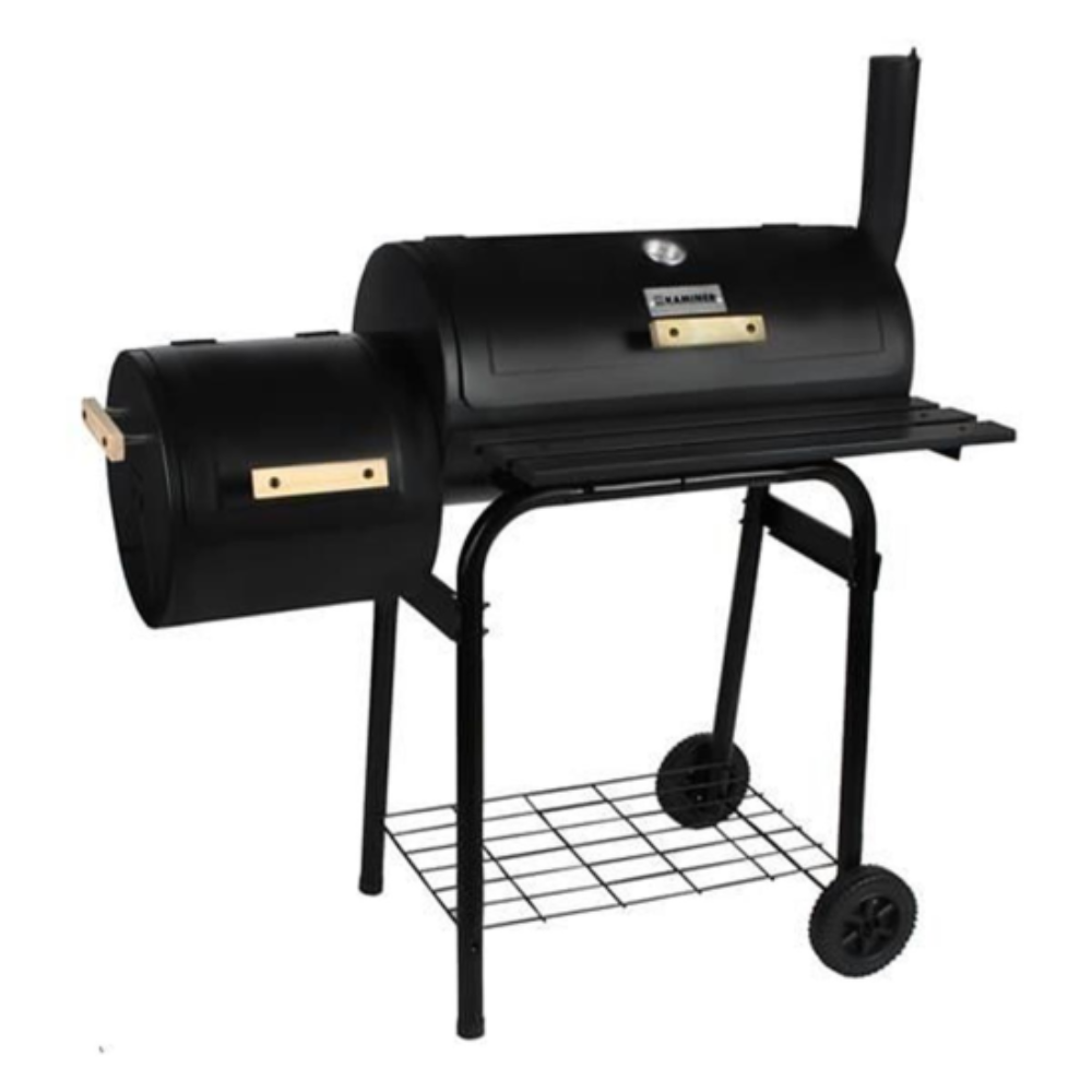 Grătar de grădină Flamic, grill dreptunghiular, metal, 113x45x103 cm, pe cărbuni, mobil
