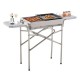 Grătar de grădină Flamic, grill dreptunghiular, inox, 104x30x68 cm, pe cărbuni, mobil