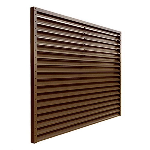 Gard aluminiu tip jaluzea Abel cu stâlpi, 2x2 m, Maro