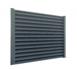 Gard aluminiu tip jaluzea Abel cu stâlpi, 2x2,5 m, Gri deschis-1