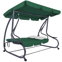 Balansoar grădină Jasper 2 în 1, cu 3 locuri și funcție pat, Verde-6