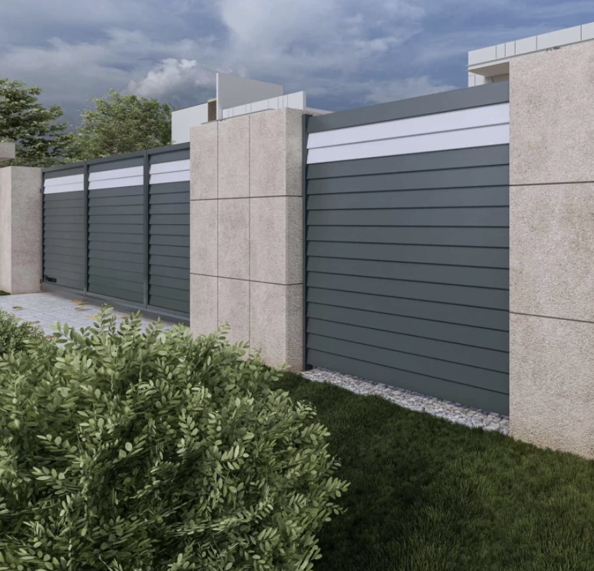 Gard aluminiu tip panou Elias, cu stâlpi, 1,5x2 m, Gri antracit
