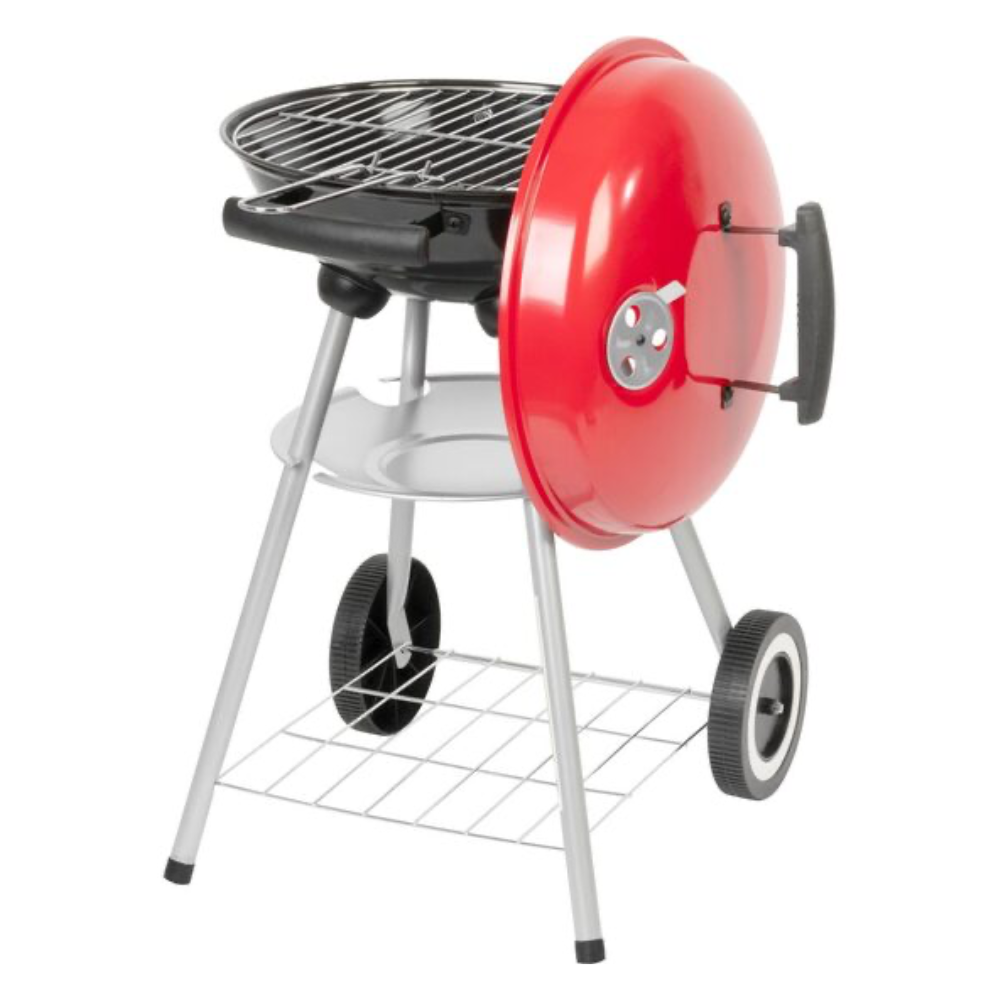 Grătar de grădină Flamic, grill rotund, metal, 36x46,5x71 cm, pe cărbuni, mobil