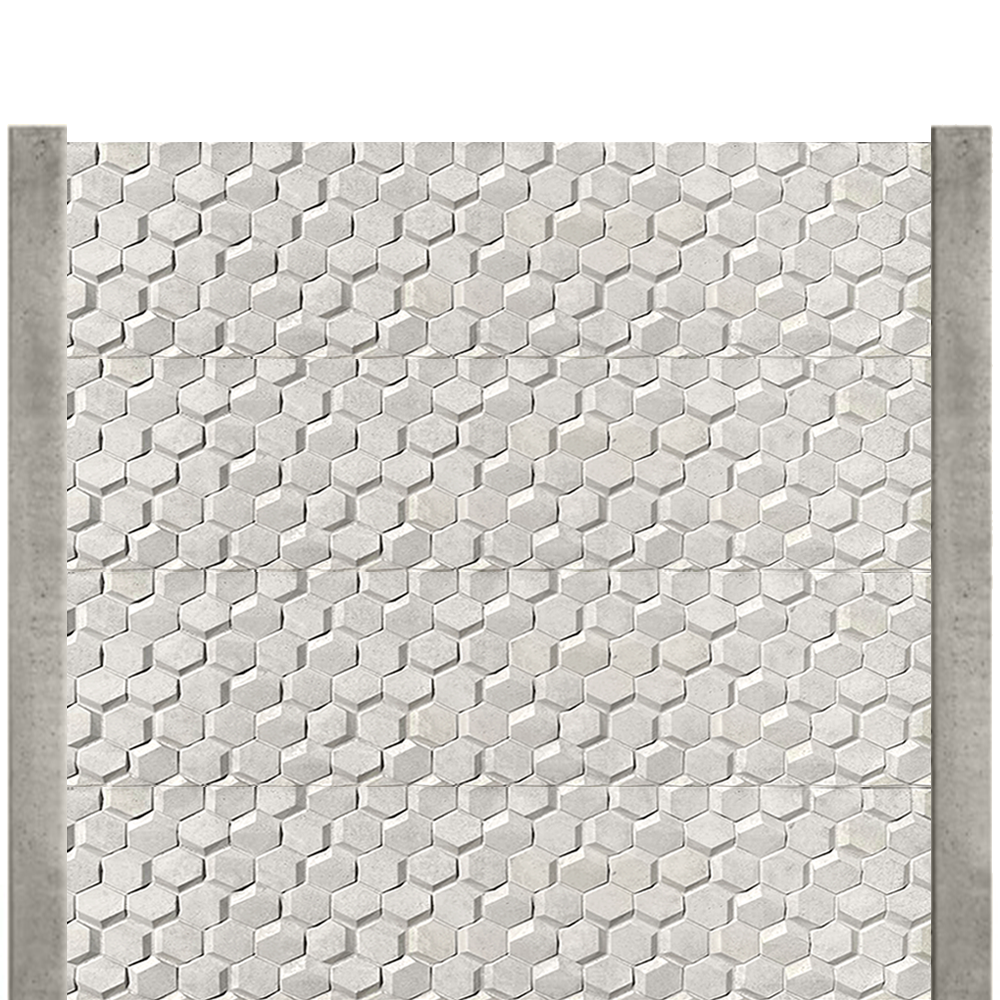 Gard beton modern Hexa 2 m cu stâlpi simpli