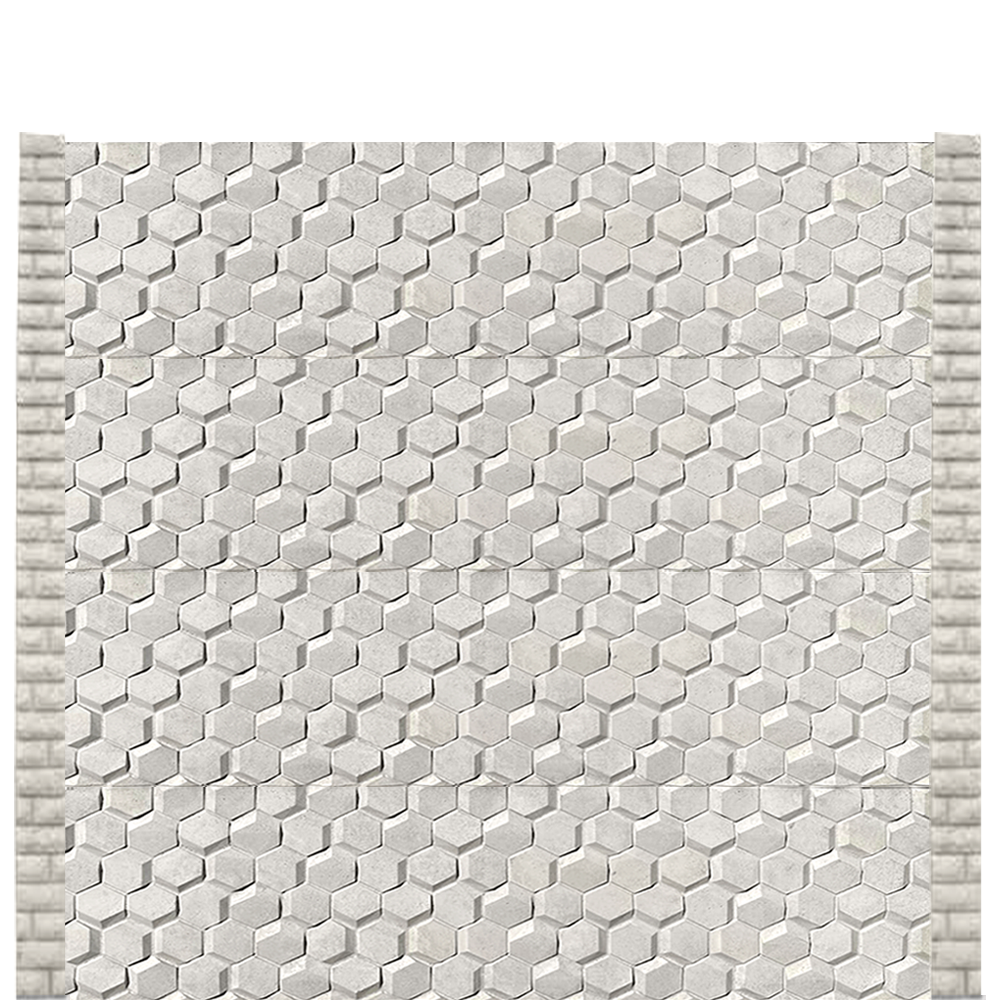 Gard beton modern Hexa 2 m cu stâlpi cu model
