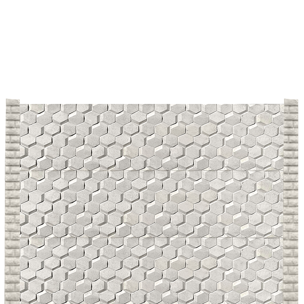 Gard beton modern Hexa 1,5 m cu stâlpi cu model