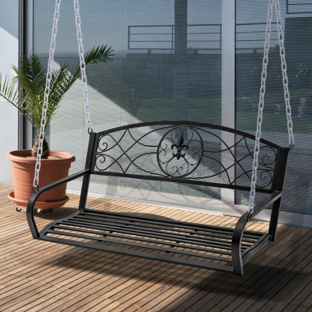 Balansoar grădină Noris cu 2 locuri, Structură metalică, Negru