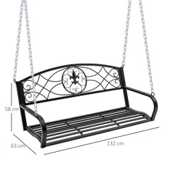 Balansoar grădină Noris cu 2 locuri, Structură metalică, Negru-2