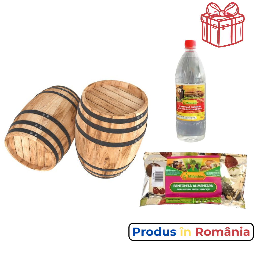 Butoi lemn masiv stejar pentru vin 100 L + Cadou Soluții tratare vin