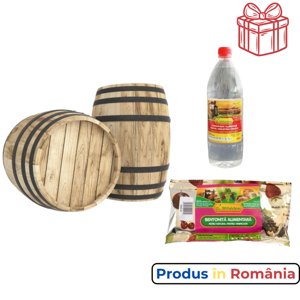 Butoi lemn masiv dud pentru țuică 70 L + Cadou Soluții tratare vin
