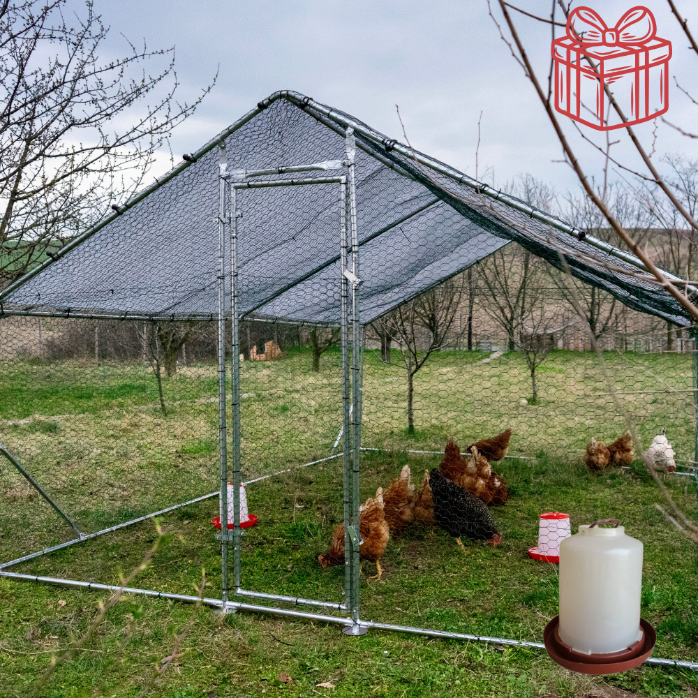 Țarc (coteț) găini Rico 2x2 m din oțel și plasă rabitz, 31 kg + Cadou Adăpătoare