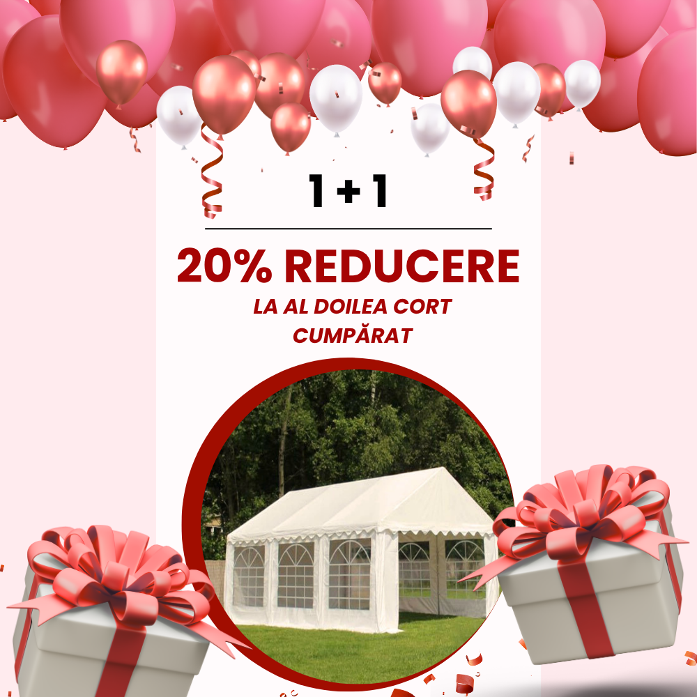 Reducere specială CORTURI EVENIMENTE 1+1 Reducere de 20% pentru al doilea cort cumpărat