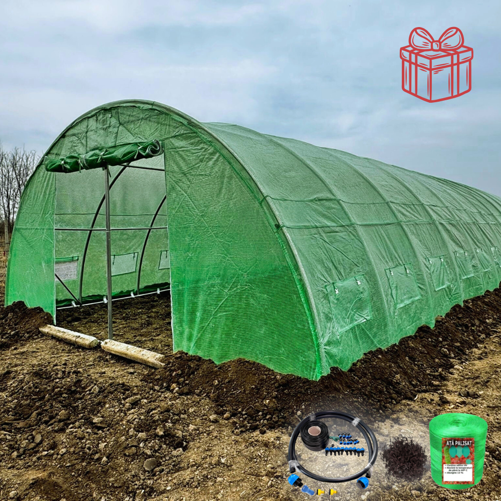 Solar grădină profesional Cortis© 5x14 m + Cadou Ață palisare, 250 clipsuri și Kit irigare