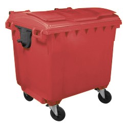 Container gunoi HDPE capac plat 1100 L Verde-5