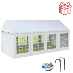 Cort grădină alb premium cu protecție UV Delta  5 x 8 m 8 m 5 m 2,8 m Alb Oțel Party 30 - 40 Da Da