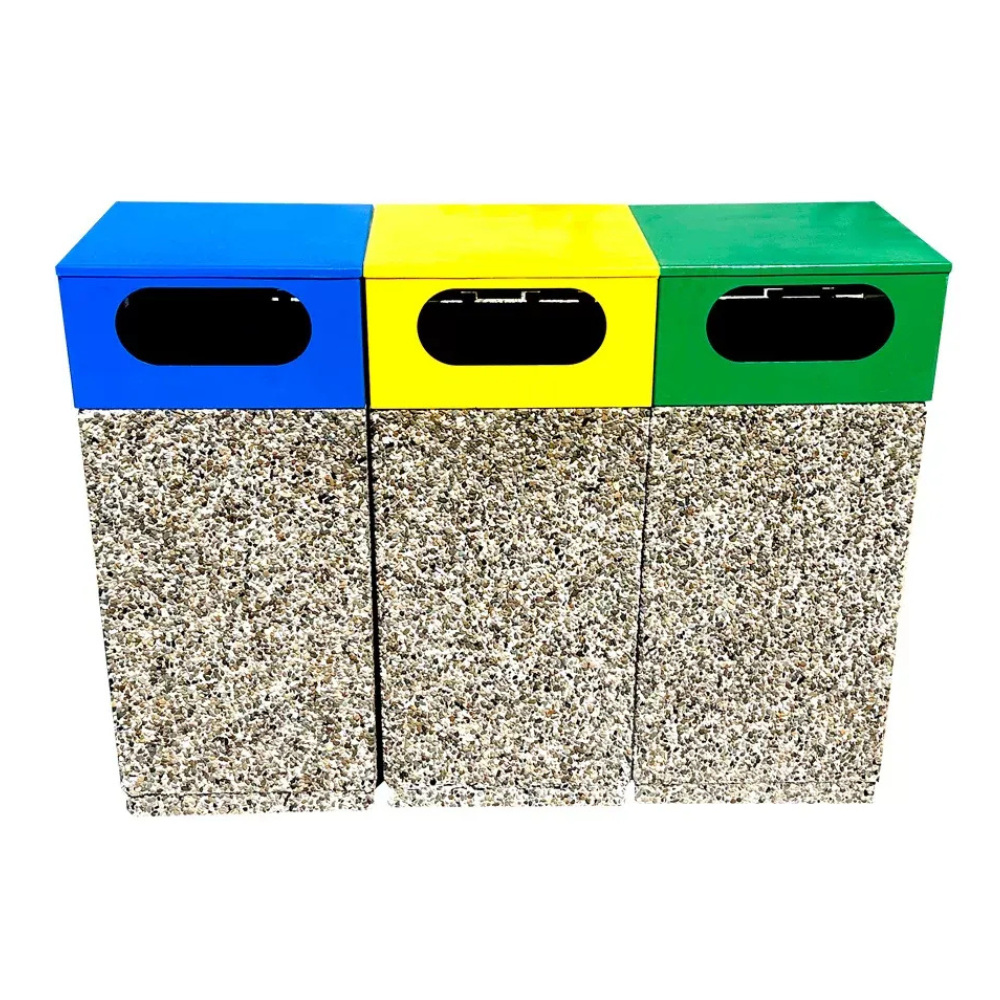 Coș gunoi selectiv stradal din beton cu aspect piatră Lapis